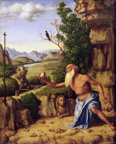 St. Hieronymus in einer Landschaft, ca. 1500-10 von Giovanni Battista Cima da Conegliano